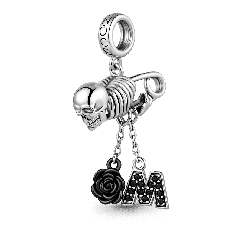 Amuleto colgante grabable con alfiler de calavera