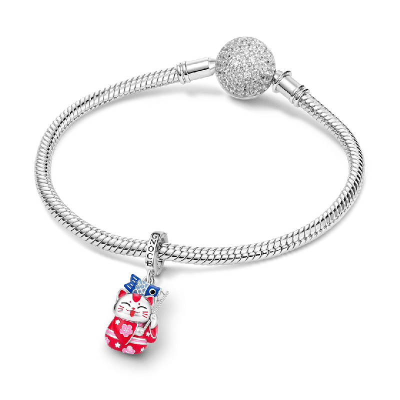 Amuleto colgante colgante del broche del Gato de la Suerte Rojo