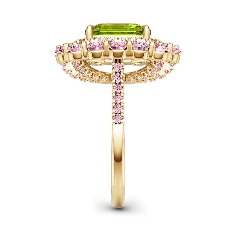 Anillo Peridot de Doble Halo