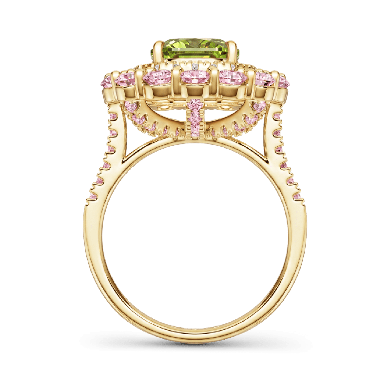 Anillo Peridot de Doble Halo