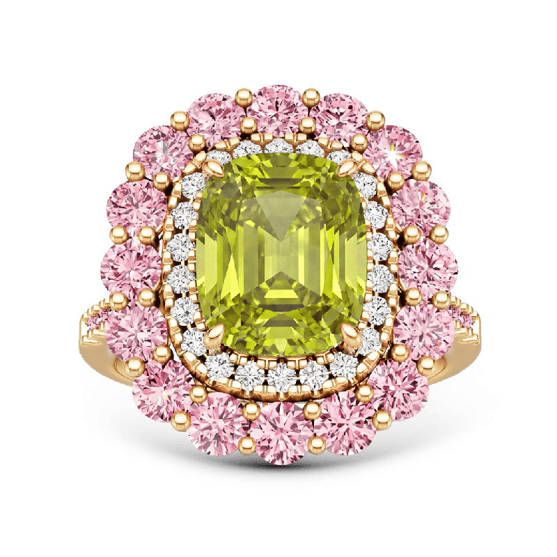 Anillo Peridot de Doble Halo