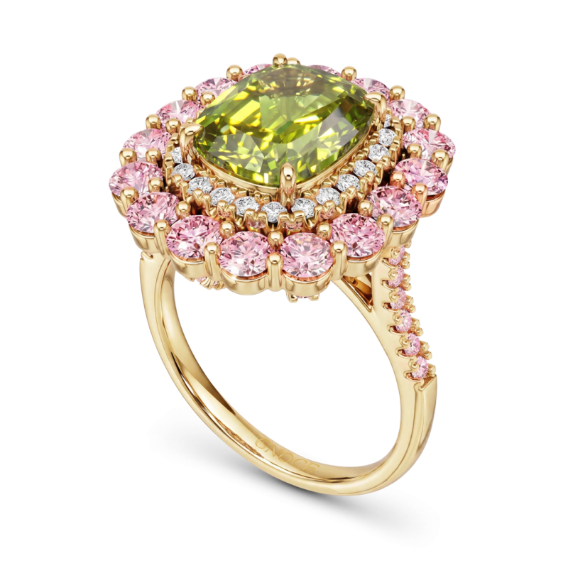 Anillo Peridot de Doble Halo