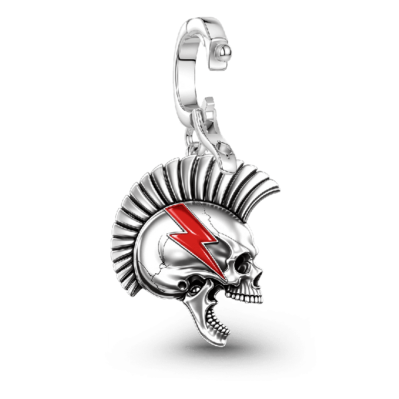 Amuleto de Rayo de Calavera Mohicano Punk