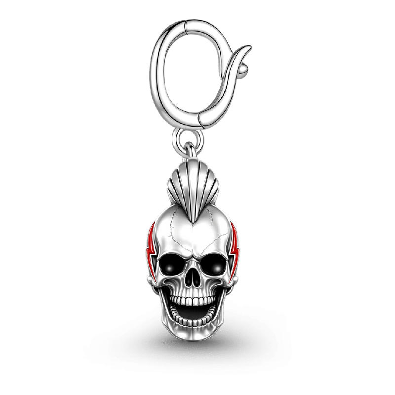 Amuleto de Rayo de Calavera Mohicano Punk