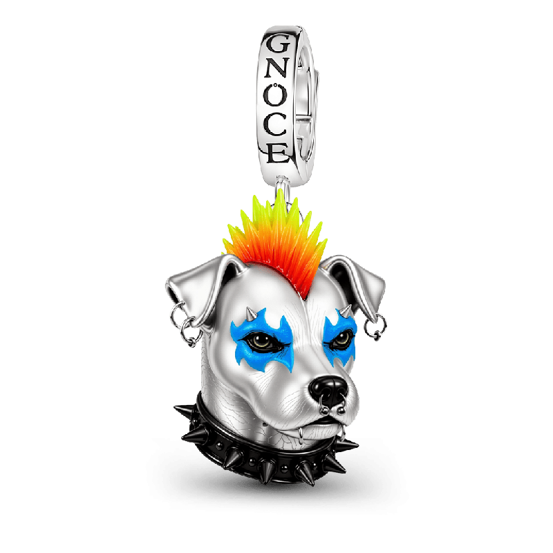 Amuleto colgante con cierre de mohicano de perro punk