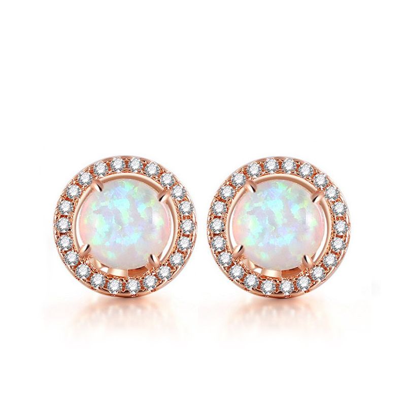 Aretes redondos con ópalo