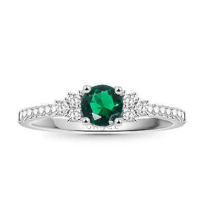Anillo de Esmeralda de Corte Redondo