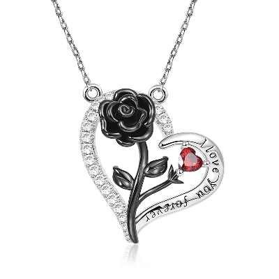 Collar Corazón de Rosa Negra