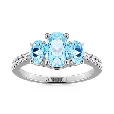 Anillo de Tres Piedras Azul Cielo