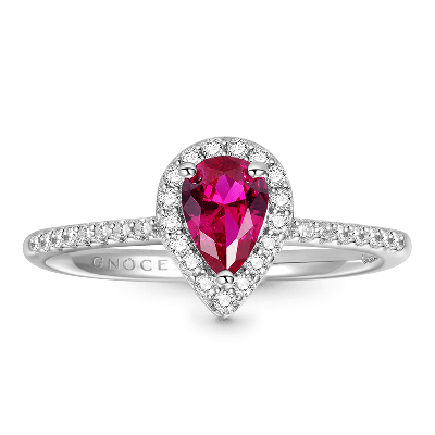 Anillo de Promesa Lágrima Fuxia