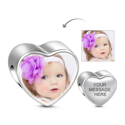 Amuleto fotográfico grabable en forma de corazón