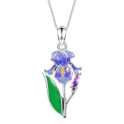 Collar Flor Iris Morado
