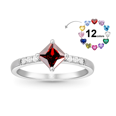 Anillo De Piedra De Nacimiento Talla Cuadrada