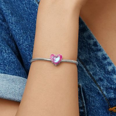 Colgante Corazón Rosa Y Morado