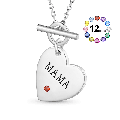 Collar MAMA Corazón Piedra de Nacimiento