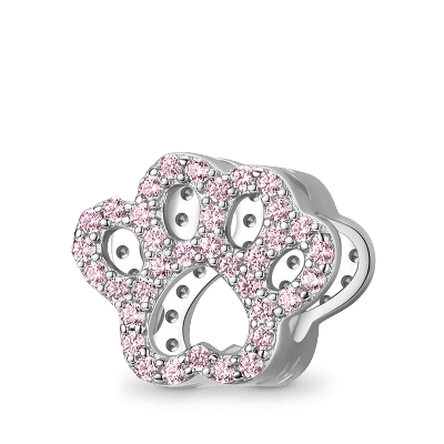 Charm Colgante Pata de Cristal Rosa