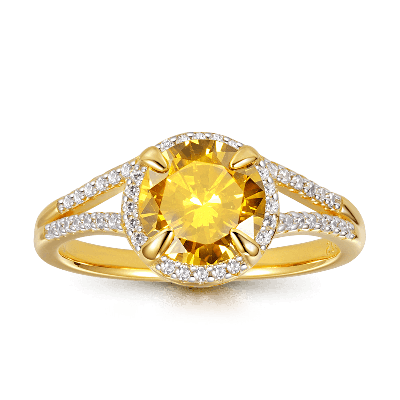 Anillo De Compromiso Amarillo Talla Redonda