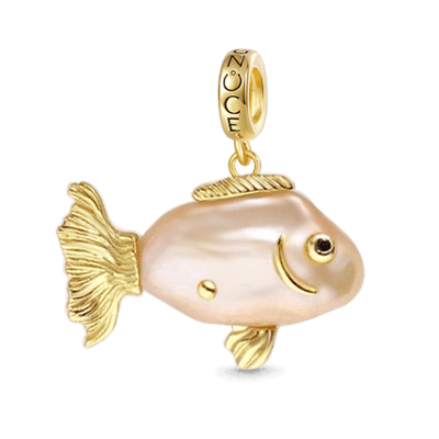 Colgante Pez Dorado Perla Barroca