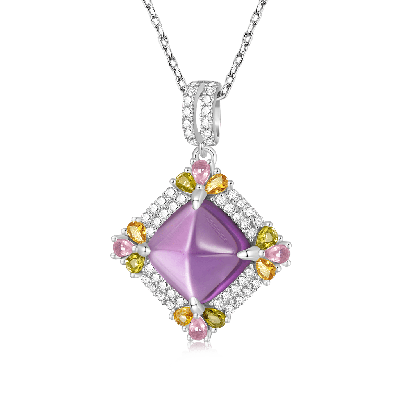 Collar Colgante Amatista Brillante