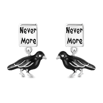 Pendientes Allan Poe 'Nevermore' Cuervo