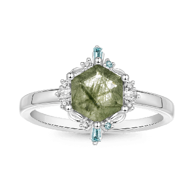 Anillo Cuarzo Rutilado Verde