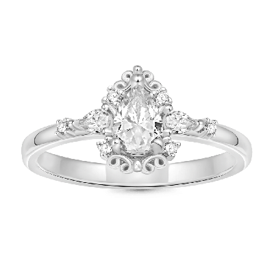 Anillo de Novia de estilo Art Nouveau Tallado en Pera