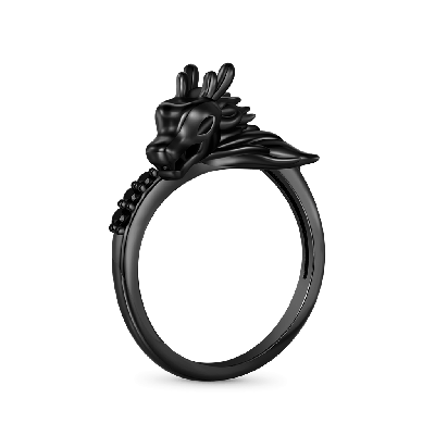 Anillo Dragón Negro Circón Negro