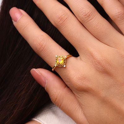 Anillos Solitarios Corte Amarillo