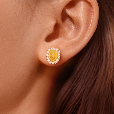 Pendientes de Cuarzo Rutilado de Oro