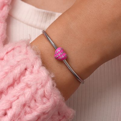 Charm Corazón de Piedra Preciosa Rosa