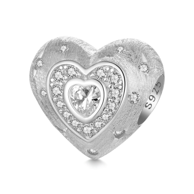 Charm Corazón Esmerilado Brillante