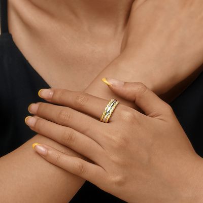 Anillo de Boda de Cuerda Torcida en Dos Tonos