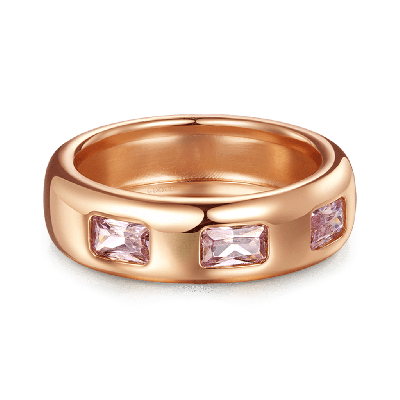 Anillo Triple Morganite Bezel Vintage