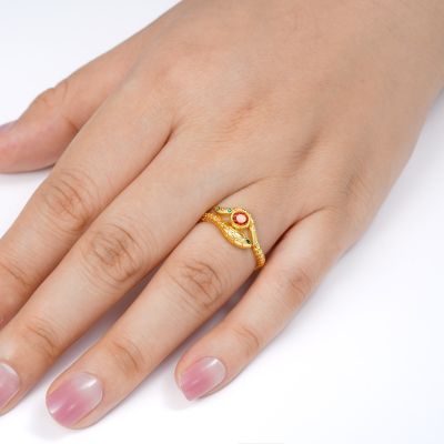 Anillo de Cuerda Trenzada Serpiente Envuelve Gema