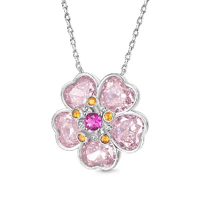 Collar Flor de Cerezo Corte Corazón