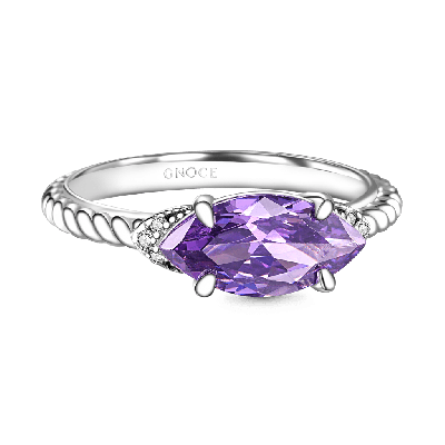 Anillo de Cuerda Torcida Amatista Marquesa