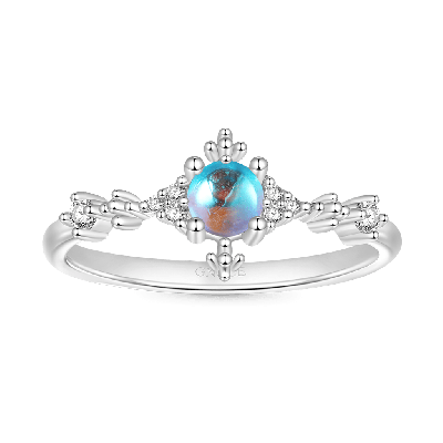 Anillo de Promesa de Luna de Fuego Azul