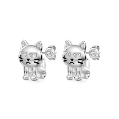 Pendientes Stud Gato Malhumorado