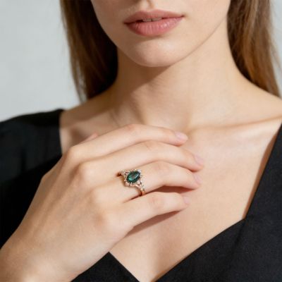 Anillo Compromiso Corte Oval Filigrana