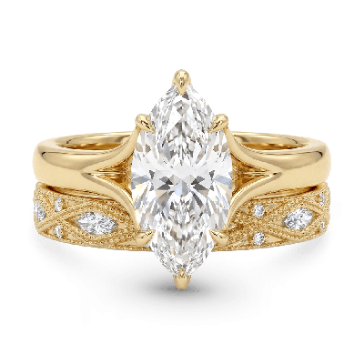Juego de anillos con corte marquesado