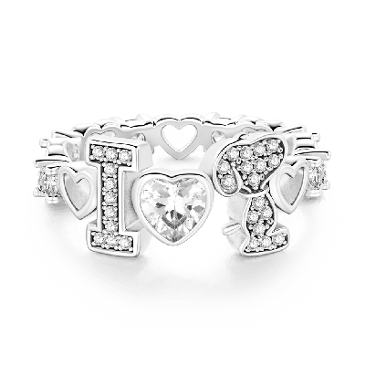 Anillo Snoopy Cortado en el Corazón