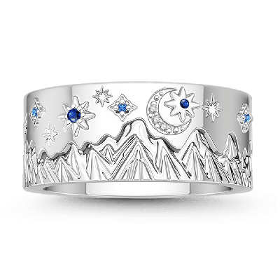 Set de Anillo de Montaña Estrellas de Luna Creciente