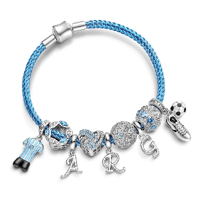 Pulsera de dijes con camiseta de fútbol ARG