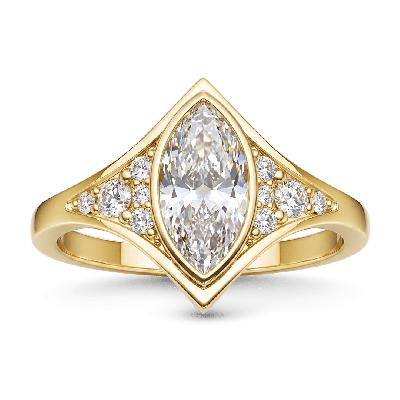 Anillo de moissanita de corte marquesado