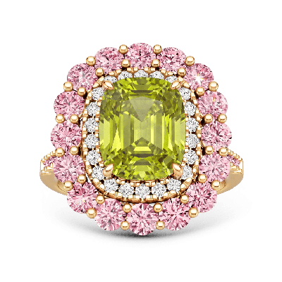 Anillo Peridot de Doble Halo