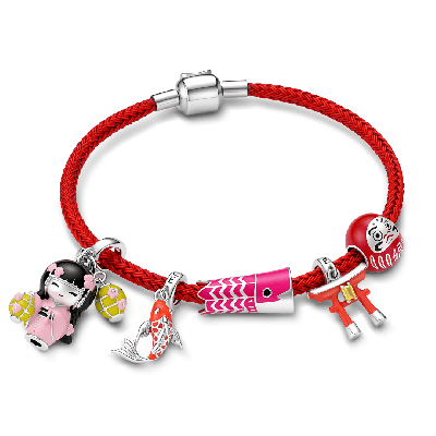 Pulsera japonesa multi-charm colgante