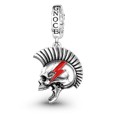 Amuleto de Rayo de Calavera Mohicano Punk