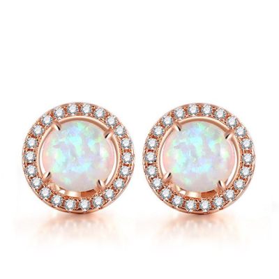 Aretes redondos con ópalo